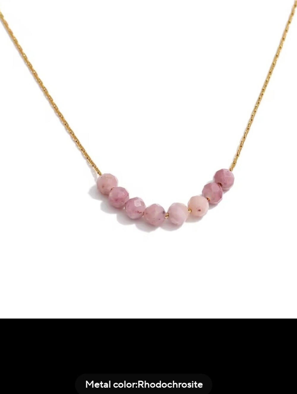 🩷💛NEW🩷💛 PRETTY!! Stainless Steel Natural Stone Faceted RODOCROSITE Necklace